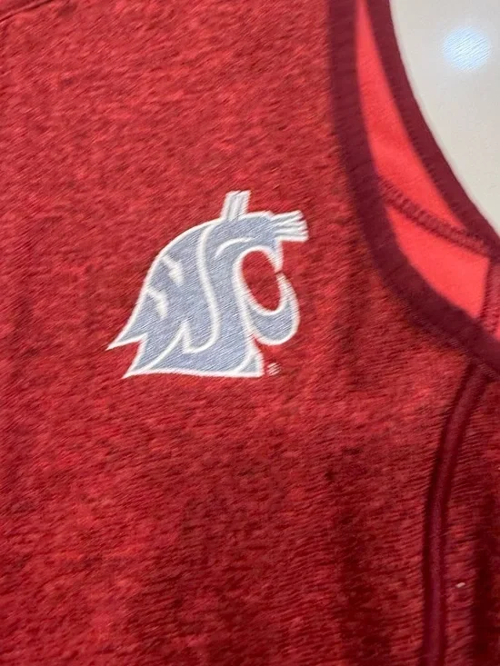 Cutter & Buck Red Heather Sleeveless Zip Vest with WSU Logo - Picture 7 of 13